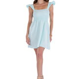Malia' Ruffle Shoulder Dress Baby Turquoise - Seaspice Resort Wear