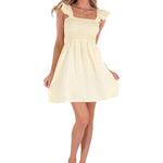 Malia' Ruffle Shoulder Dress Baby Yellow - Seaspice Resort Wear