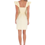 Malia' Ruffle Shoulder Dress Baby Yellow - Seaspice Resort Wear
