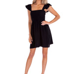 Malia' Ruffle Shoulder Dress Black - Seaspice Resort Wear