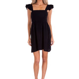 Malia' Ruffle Shoulder Dress Black - Seaspice Resort Wear