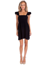 Malia' Ruffle Shoulder Dress Black - Seaspice Resort Wear