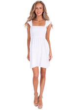 Malia' Ruffle Shoulder Dress White - Seaspice Resort Wear