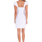 Malia' Ruffle Shoulder Dress White - Seaspice Resort Wear