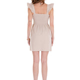 Malia' Ruffle Shoulder Dress Baby Beige - Seaspice Resort Wear