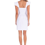 Malia' Ruffle Shoulder Dress White - Seaspice Resort Wear