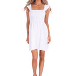 Malia' Ruffle Shoulder Dress White - Seaspice Resort Wear