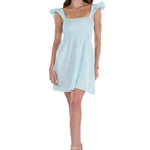 Malia' Ruffle Shoulder Dress Baby Turquoise - Seaspice Resort Wear