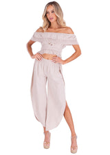 'Mandy' Off Shoulder 100% Cotton 'Mandy' Off Shoulder Top Baby Beige - Seaspice Resort Wear
