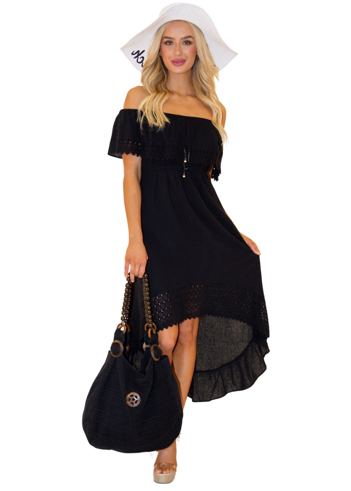 'Margot' Cotton Bag Black - Seaspice Resort Wear