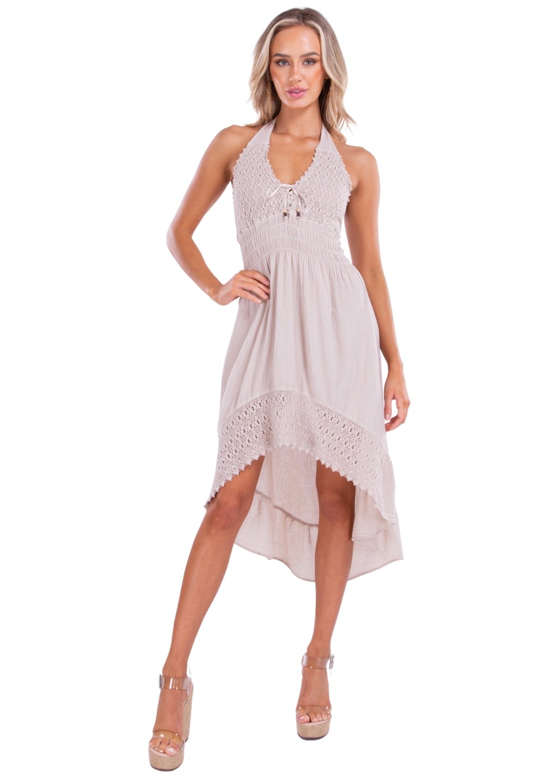 White High Low Halter Dress