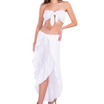 'Melissa' Ruffle Slit Pants White - Seaspice Resort Wear