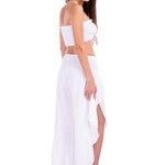 'Melissa' Ruffle Slit Pants White - Seaspice Resort Wear