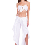 'Melissa' Ruffle Slit Pants White - Seaspice Resort Wear