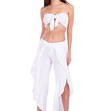 'Melissa' Ruffle Slit Pants White - Seaspice Resort Wear