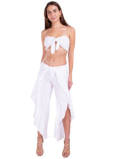 'Melissa' Ruffle Slit Pants White - Seaspice Resort Wear