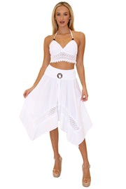 'Melody' Flowy Skirt White - Seaspice Resort Wear