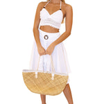 'Melody' Flowy Skirt White - Seaspice Resort Wear