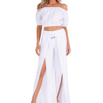 'Mikayla' Front Split Flare Pants - Seaspice Resort Wear