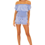 'Mila' Fringe Hem Shorts Blue - Seaspice Resort Wear