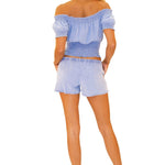 'Mila' Fringe Hem Shorts Blue - Seaspice Resort Wear