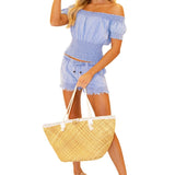 'Mila' Fringe Hem Shorts Blue - Seaspice Resort Wear