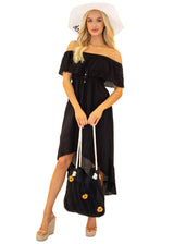 'Millie' Cotton Bag Black - Seaspice Resort Wear