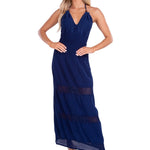'Miranda' Halter Maxi Dress Navy - Seaspice Resort Wear