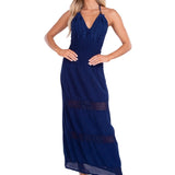 'Miranda' Halter Maxi Dress Navy - Seaspice Resort Wear