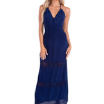 'Miranda' Halter Maxi Dress Navy - Seaspice Resort Wear