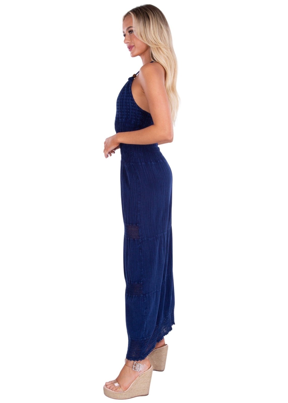 'Miranda' Halter Maxi Dress Navy - Seaspice Resort Wear