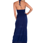 'Miranda' Halter Maxi Dress Navy - Seaspice Resort Wear