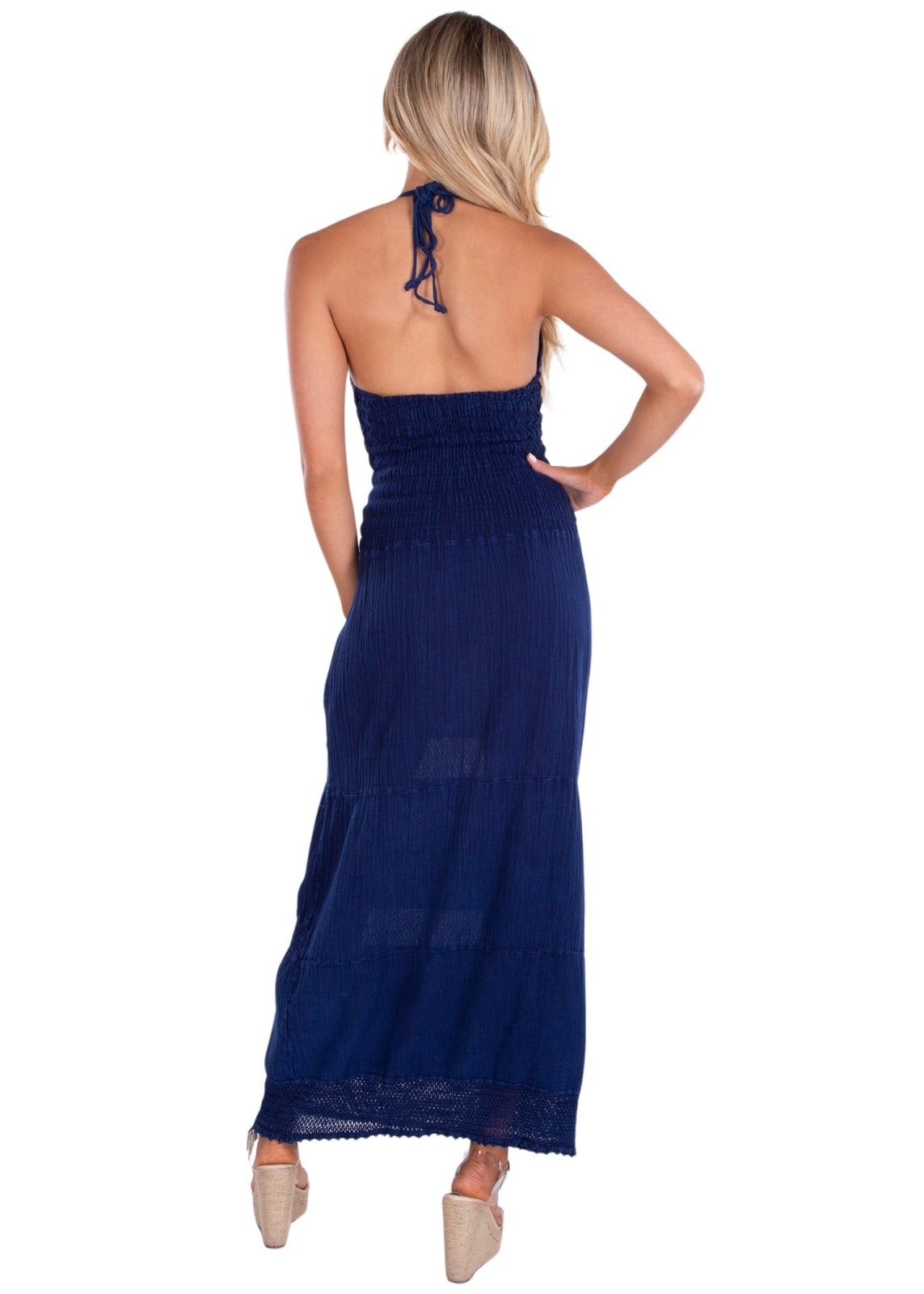 'Miranda' Halter Maxi Dress Navy - Seaspice Resort Wear
