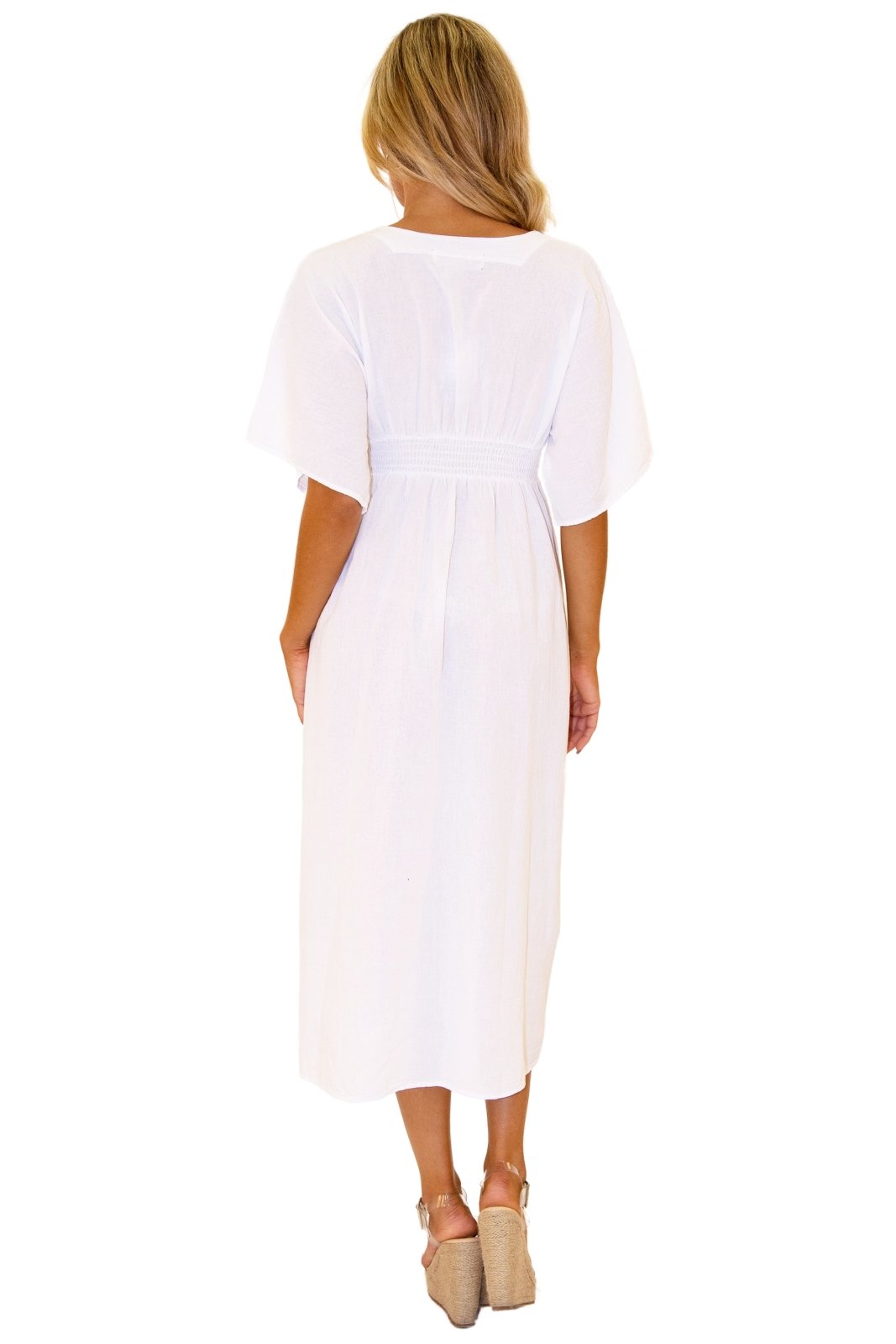 seaspice resort wear white dress 'Savannah' Tie-Back Midi Dress