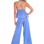 'Mona' Crochet Cut Out Top Blue - Seaspice Resort Wear