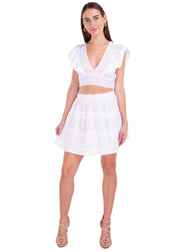 'Monica' Crochet Panels Skirt White - Seaspice Resort Wear