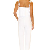 100% Cotton 'Naomi' Ruffle Jumpsuit White - Seaspice Resort Wear