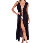'Natalie' Open Front Cover-Up Black - Seaspice Resort Wear