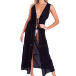 'Natalie' Open Front Cover-Up Black - Seaspice Resort Wear