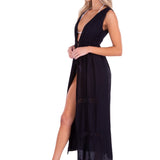 'Natalie' Open Front Cover-Up Black - Seaspice Resort Wear