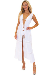 'Natalie' Open Front Cover-Up White - Seaspice Resort Wear