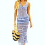100% Cotton 'Oceane' Crochet Maxi Skort Blue - Seaspice Resort Wear
