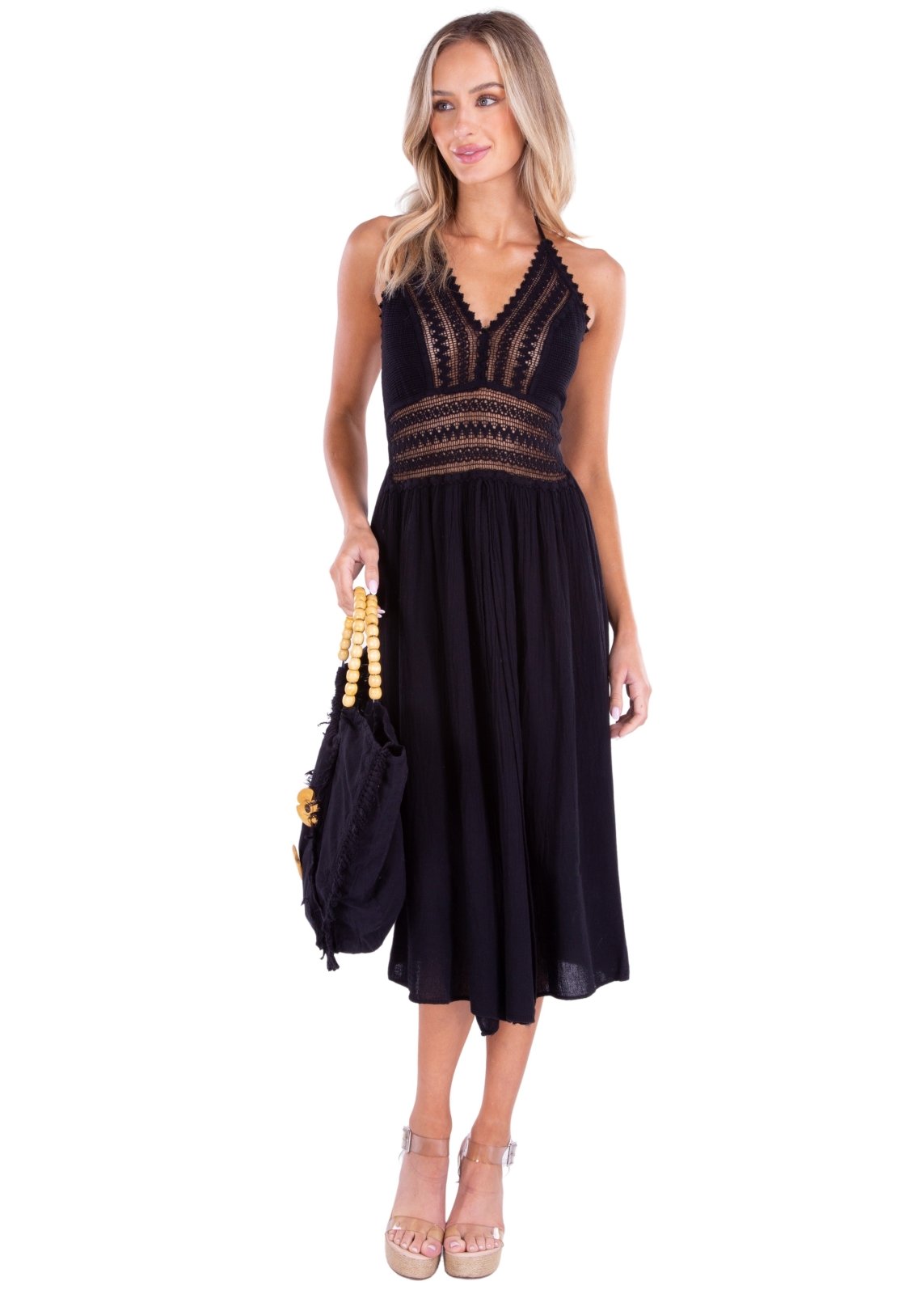 'Octavia' Cotton Bag Black - Seaspice Resort Wear