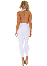 'Oriana' Backless Halter Jumpsuit White - Seaspice Resort Wear