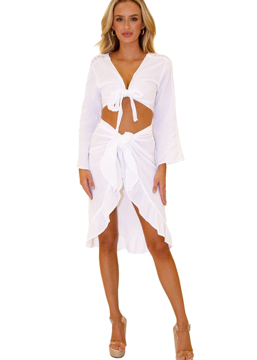 'Penelope' Tie Front Top White - Seaspice Resort Wear