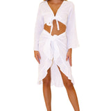 'Penelope' Tie Front Top White - Seaspice Resort Wear