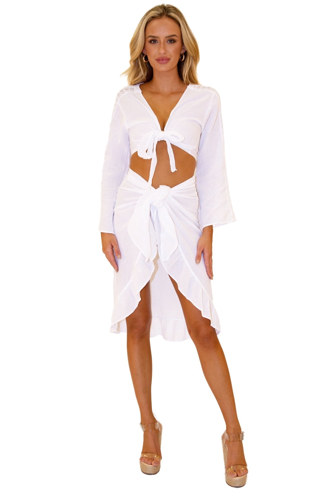 'Penelope' Tie Front Top White - Seaspice Resort Wear
