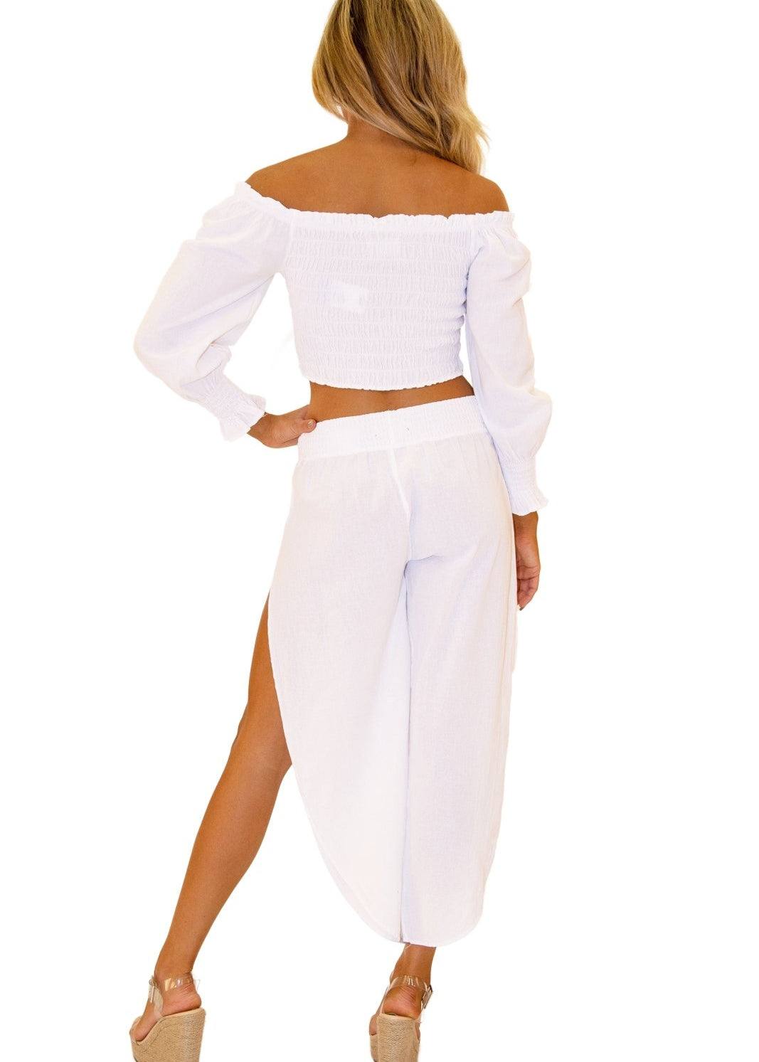 'Piper' Off-Shoulder Top White - Seaspice Resort Wear