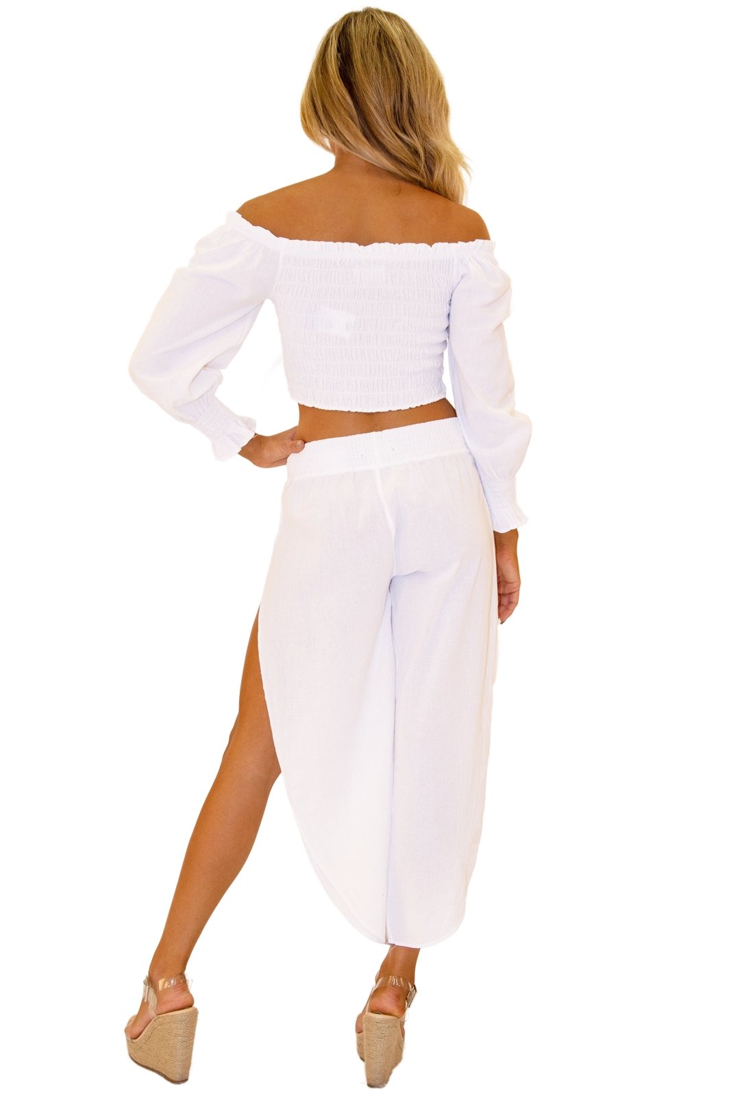 'Piper' Off-Shoulder Top White - Seaspice Resort Wear