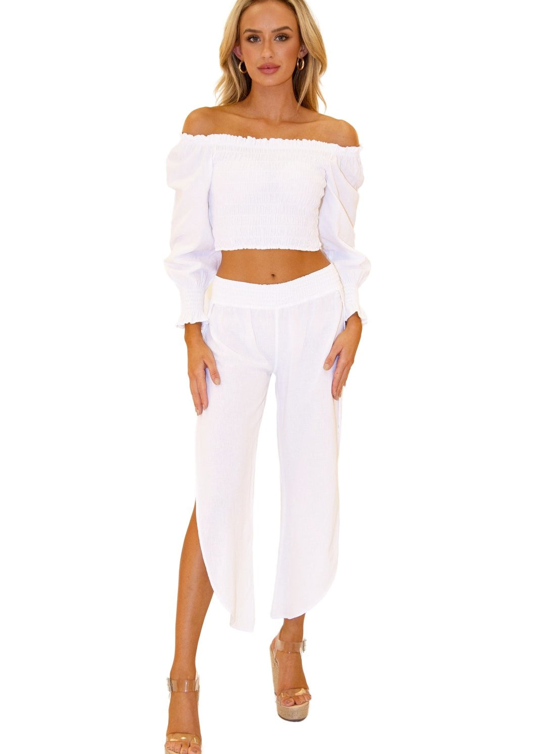 'Piper' Off-Shoulder Top White - Seaspice Resort Wear